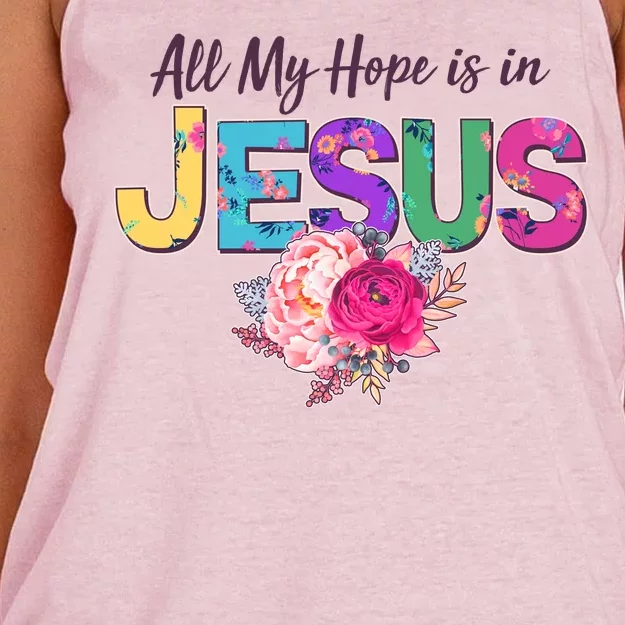 Floral Flower All My Hope Is In Jesus Women's Knotted Racerback Tank