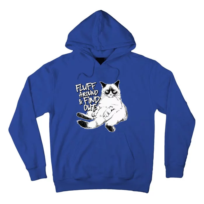 Funny Fluff Around and Find Out Grumpy Kitty Sarcastic Cat Tall Hoodie