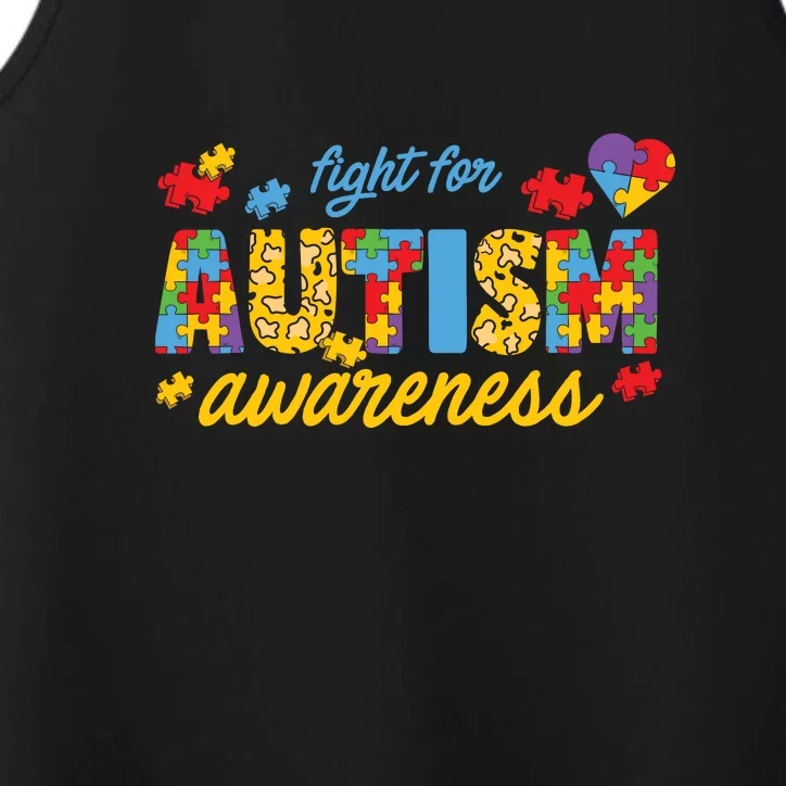 Fight For Autism Awareness Day Puzzle Autism Performance Tank