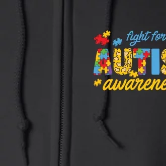 Fight For Autism Awareness Day Puzzle Autism Full Zip Hoodie