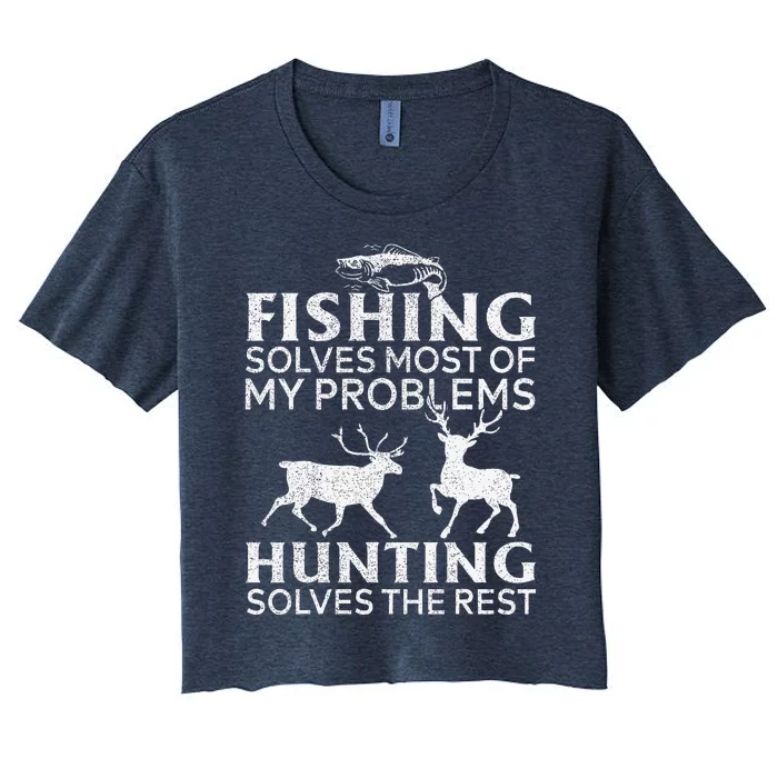 Funny Fishing And Hunting Gift Christmas Humor Hunter Cool X Women's Crop Top Tee