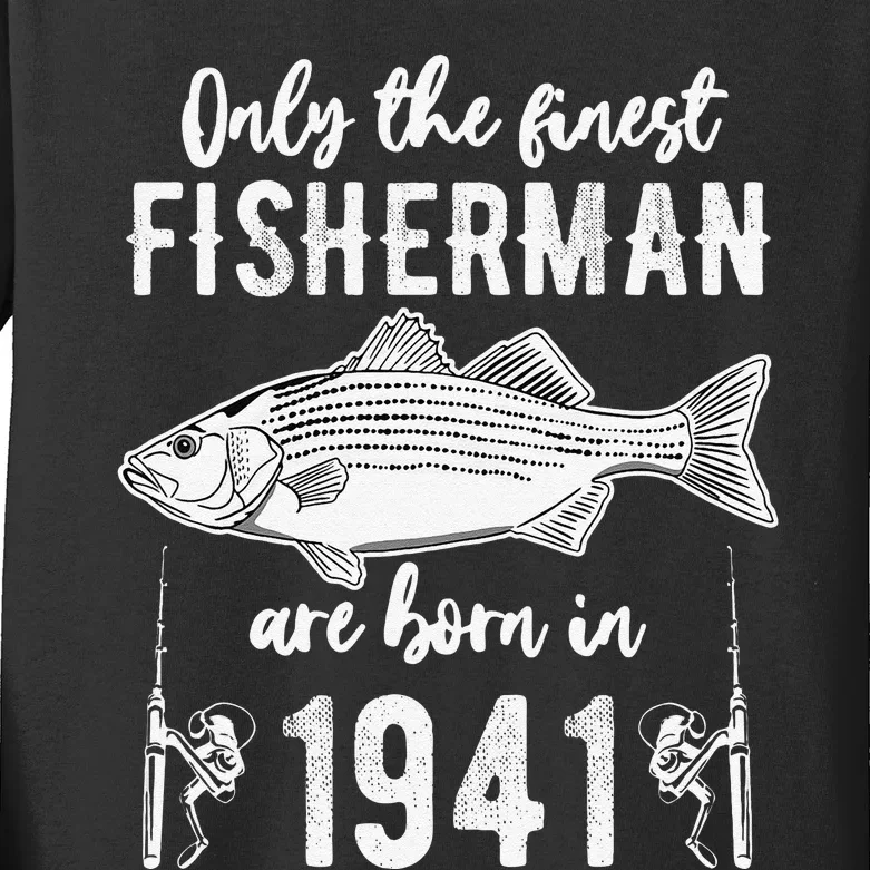 Finest Fishmen Are Born In 1941 Birthday Gift For Fishing Kids Long Sleeve Shirt