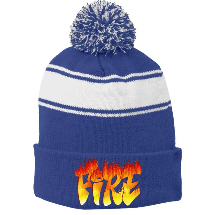 Funny Fire And Ice Costume Halloween Family Matching Funny Gift Stripe Pom Pom Beanie