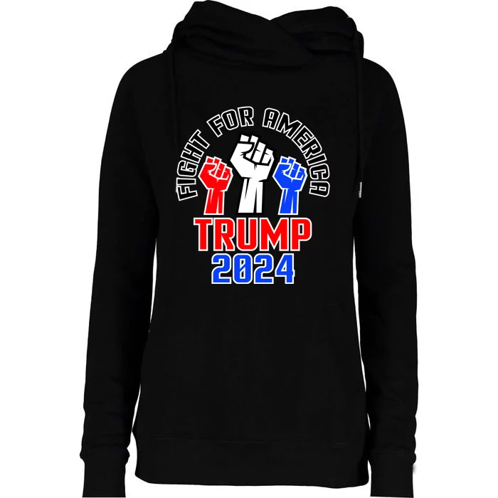 Fight For America Trump 2024 Maga Womens Funnel Neck Pullover Hood