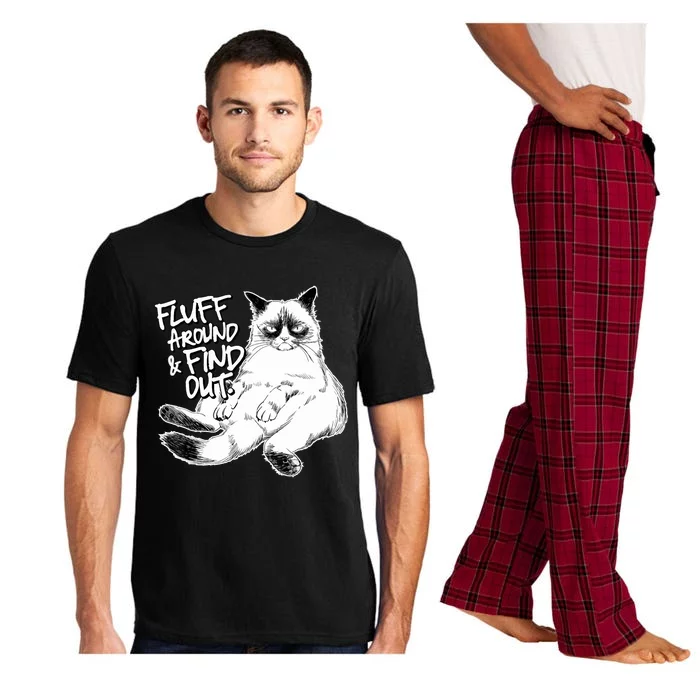 Funny Fluff Around And Find Out, Grumpy Kitty, Sarcastic Cat Pajama Set