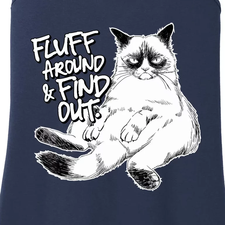 Funny Fluff Around And Find Out, Grumpy Kitty, Sarcastic Cat Ladies Essential Tank