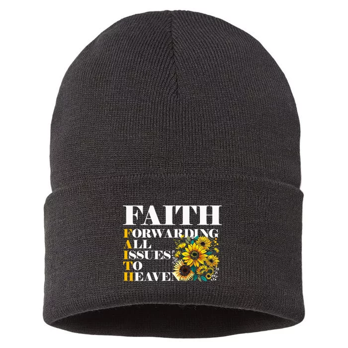 Faith Forwarding All Issues To Heaven Christian Scripture Sustainable Knit Beanie