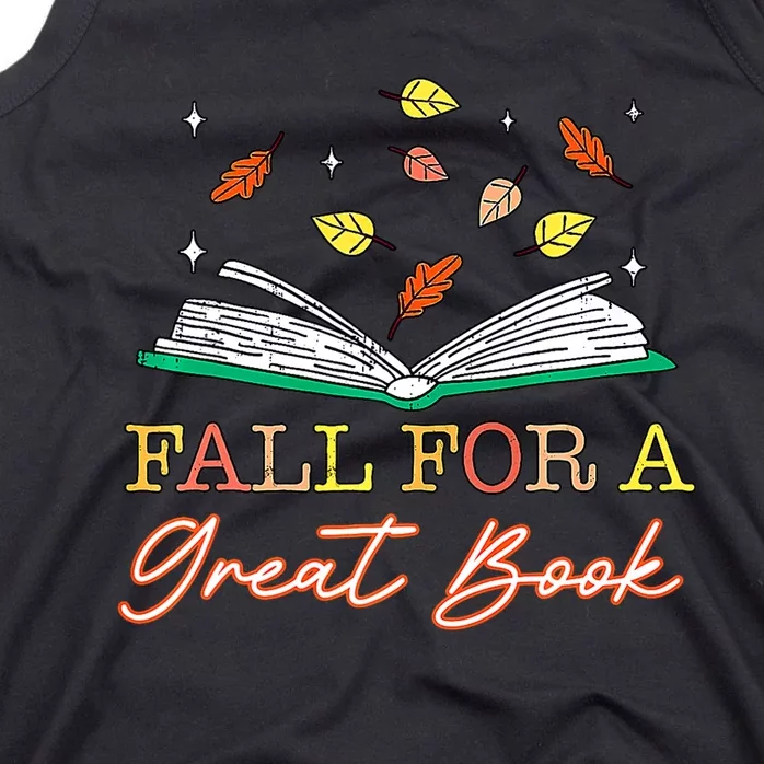 Fall For A Great Book Reading Librarian Thanksgiving Teacher Tank Top