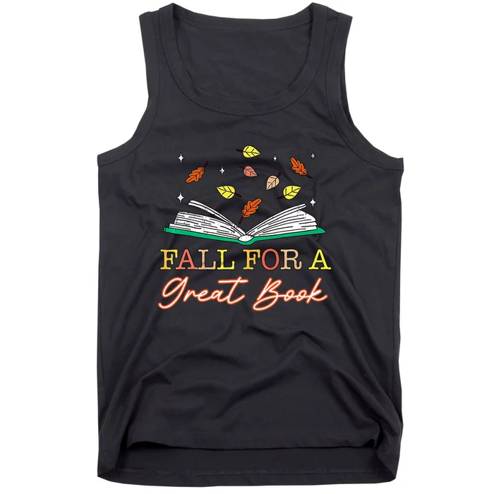 Fall For A Great Book Reading Librarian Thanksgiving Teacher Tank Top