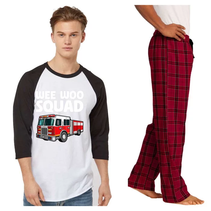 Funny Firefighter Art For Women Fire Truck Fireman Raglan Sleeve Pajama Set