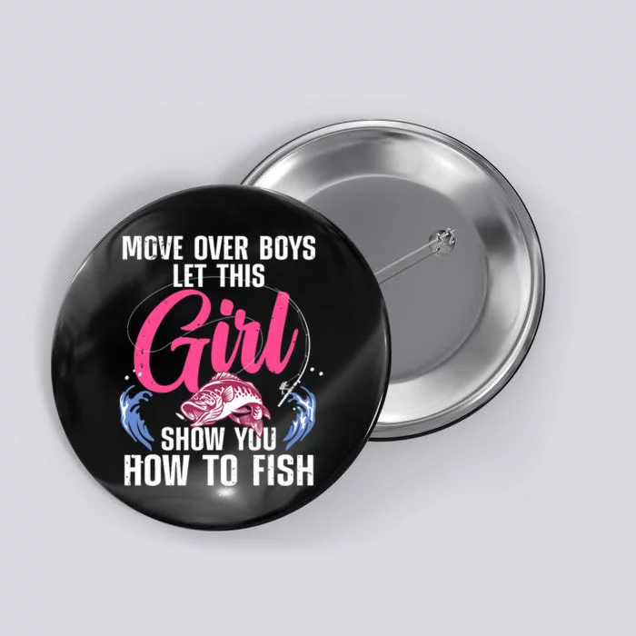 Funny Fishing Art For Girl Fishing Lover Fisherwoman Button