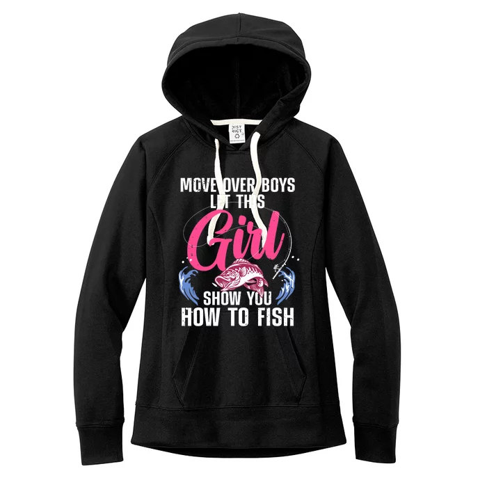 Funny Fishing Art For Girl Fishing Lover Fisherwoman Women's Fleece Hoodie