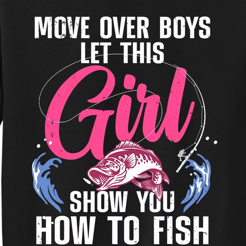 Funny Fishing Art For Girl Fishing Lover Fisherwoman Tall Sweatshirt