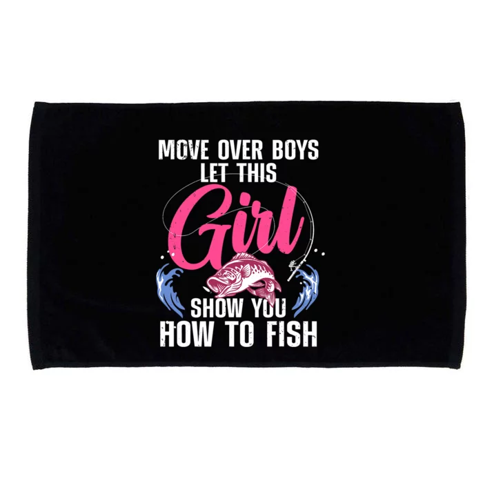 Funny Fishing Art For Girl Fishing Lover Fisherwoman Microfiber Hand Towel