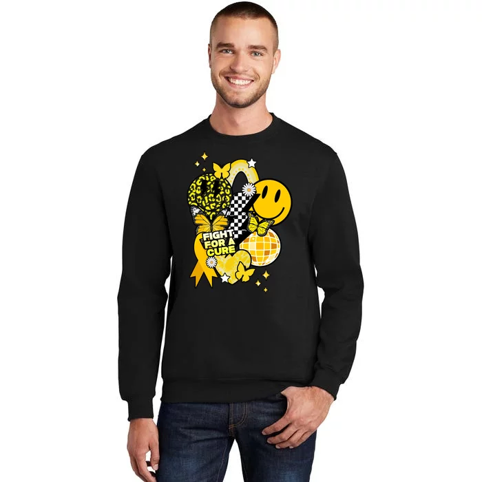 Fight For A Cure Retro Smile Face Childhood Cancer Sweatshirt