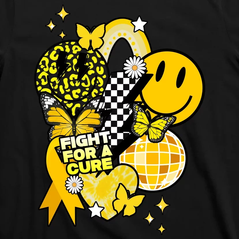 Fight For A Cure Retro Smile Face Childhood Cancer T-Shirt