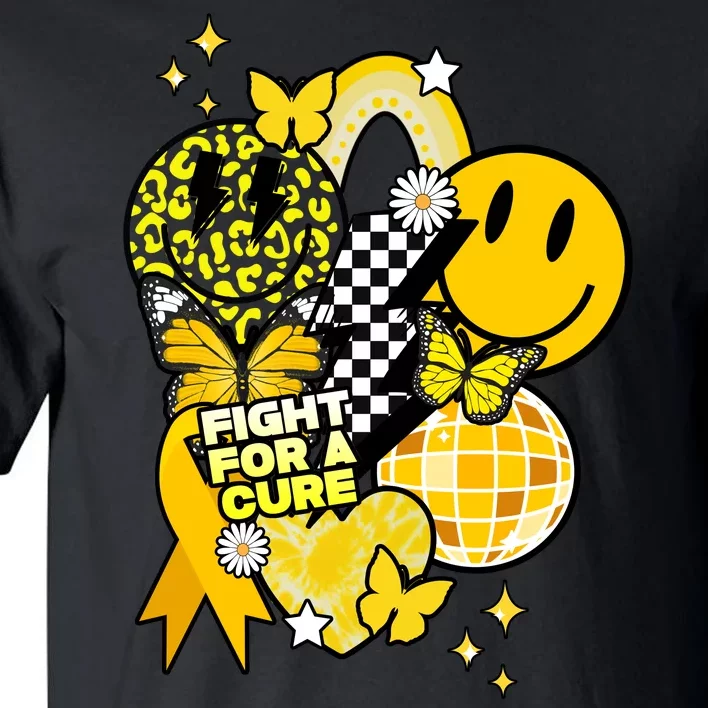 Fight For A Cure Retro Smile Face Childhood Cancer Tall T-Shirt