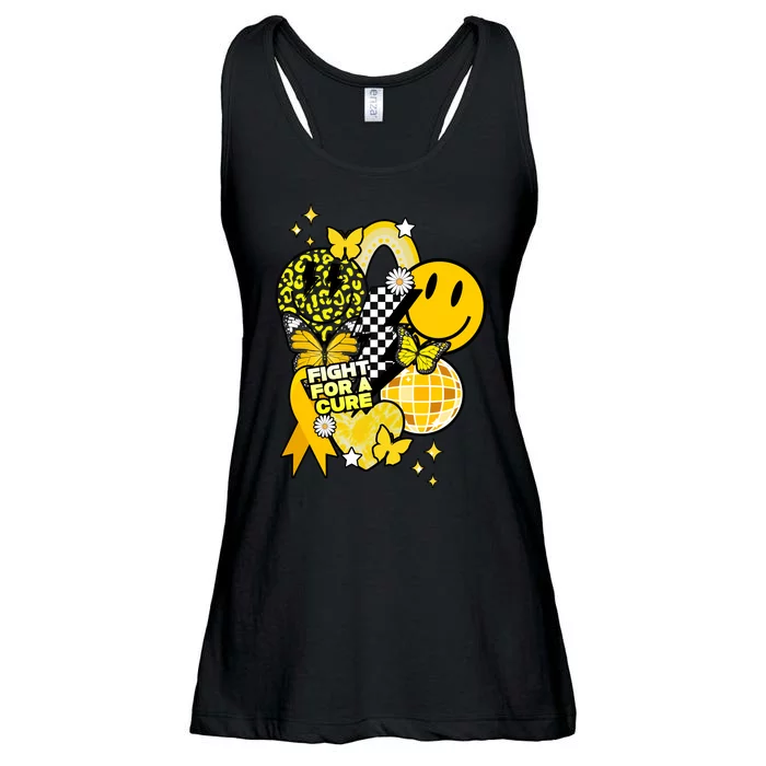 Fight For A Cure Retro Smile Face Childhood Cancer Ladies Essential Flowy Tank