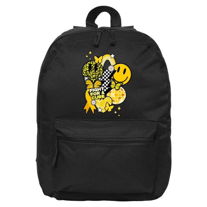 Fight For A Cure Retro Smile Face Childhood Cancer 16 in Basic Backpack