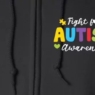 Fight For Autism Awareness Puzzle Gift Autism Awareness Day Full Zip Hoodie