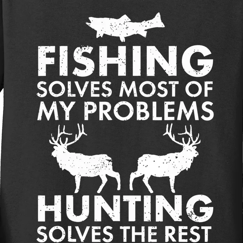 Funny Fishing And Hunting Gift Christmas Humor Hunter Cool Kids Long Sleeve Shirt