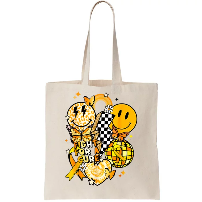 Fight For A Cure Retro Smile Face Childhood Cancer Awareness Tote Bag