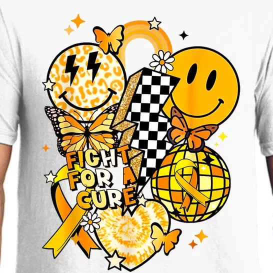 Fight For A Cure Retro Smile Face Childhood Cancer Awareness Pajama Set