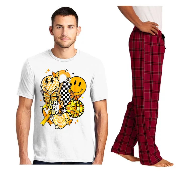 Fight For A Cure Retro Smile Face Childhood Cancer Awareness Pajama Set