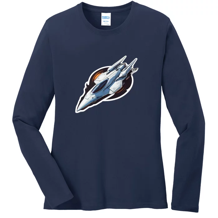 Futuristic Fighter Aircraft Design Ladies Long Sleeve Shirt