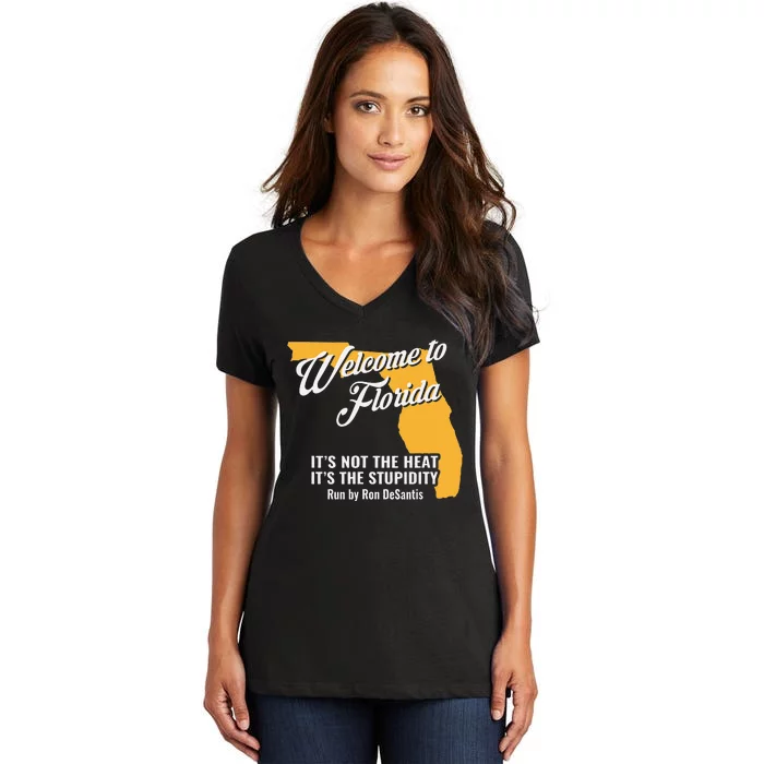 Funny Florida Anti Gov. Ron DeSantis Women's V-Neck T-Shirt