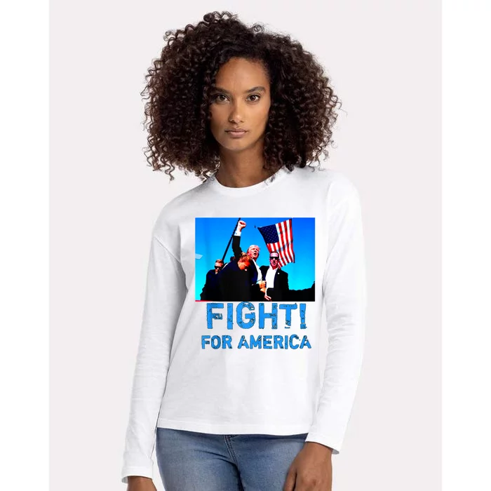 Fight For America Donald Trump 2024 Usa Election Voting Womens Cotton Relaxed Long Sleeve T-Shirt