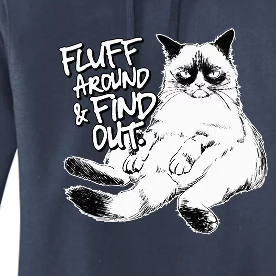 Funny F.luff Around And Find Out Grumpy K.itty Sarcastic Cat Women's Pullover Hoodie