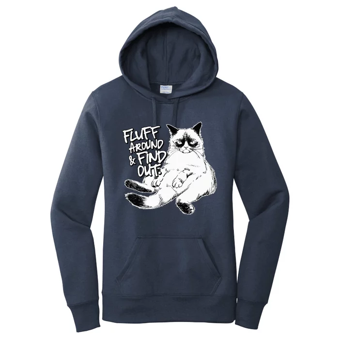 Funny F.luff Around And Find Out Grumpy K.itty Sarcastic Cat Women's Pullover Hoodie