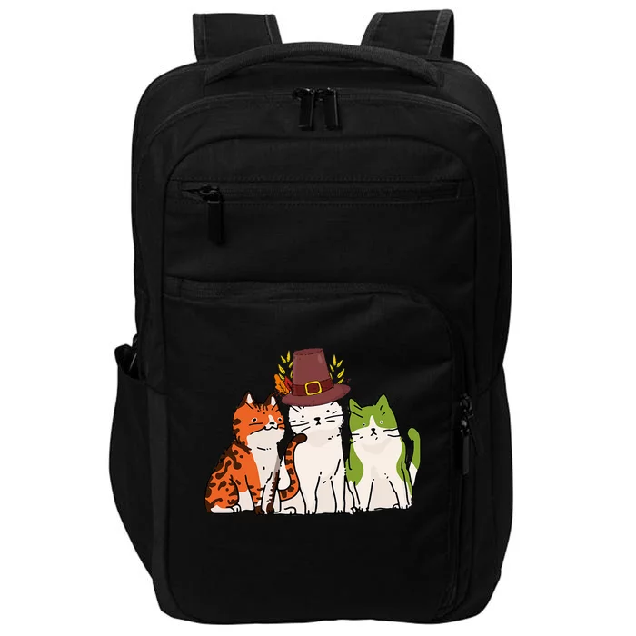 Festive Feline Adorable Cat Celebrating Thanksgiving in Autumn Impact Tech Backpack