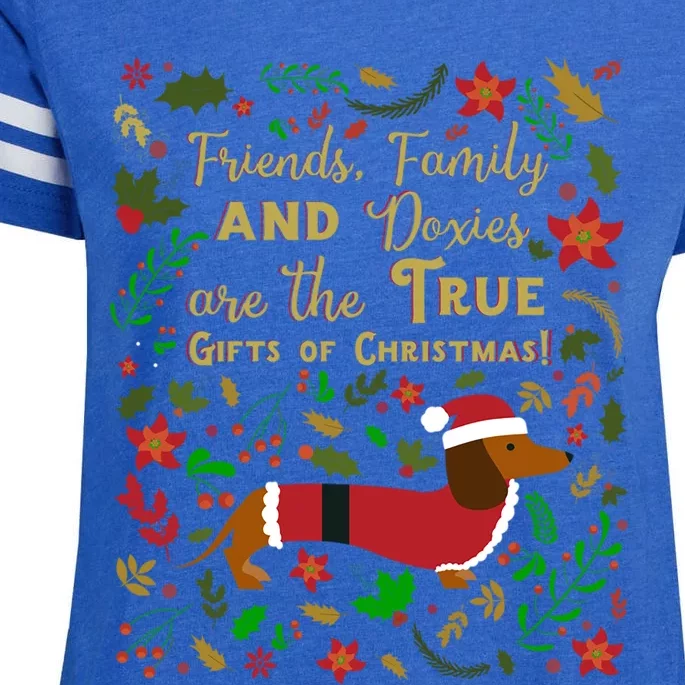 Friends Family And Doxies Christmas For Dachshund Lovers Gift Enza Ladies Jersey Football T-Shirt