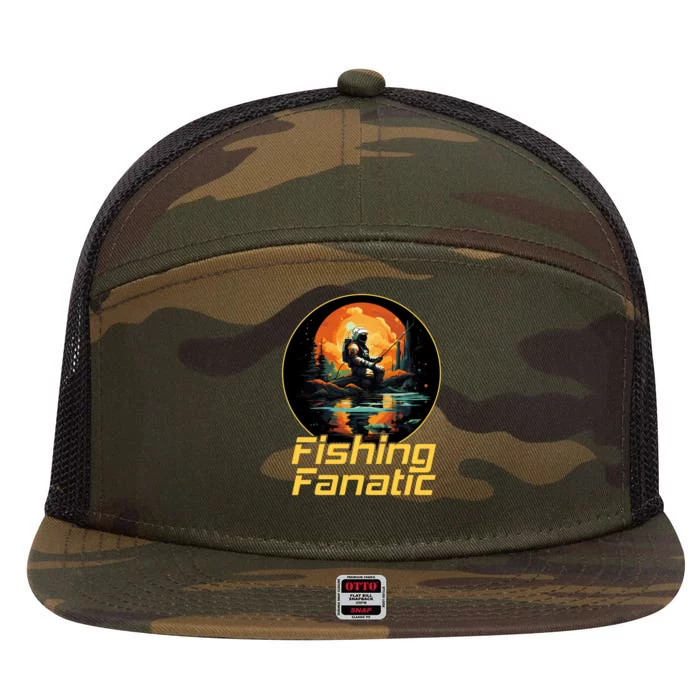 Fishing Fanatic Astronaut 7 Panel Mesh Trucker Snapback Hat