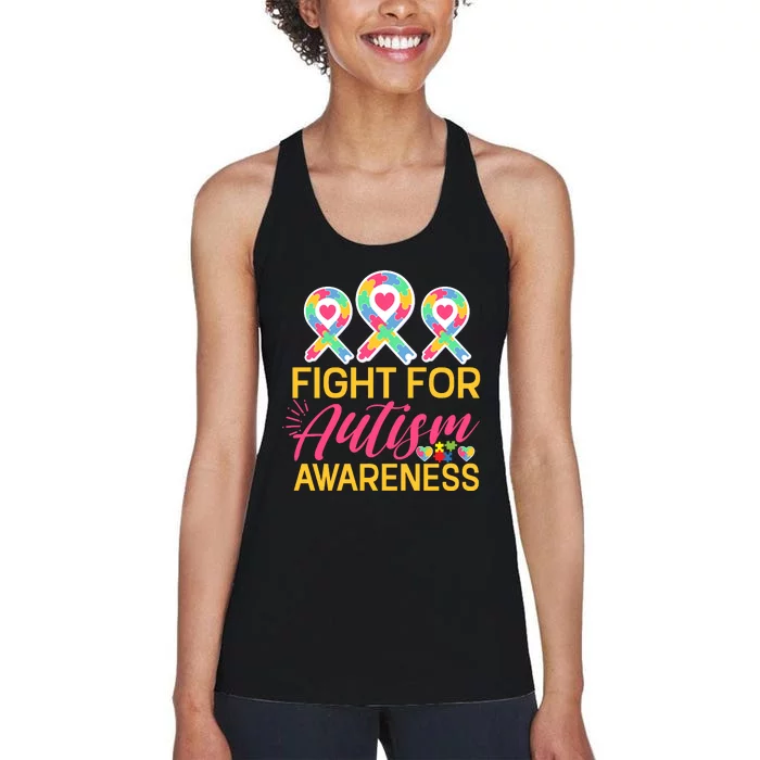 Fight For Autism Awareness Women's Racerback Tank