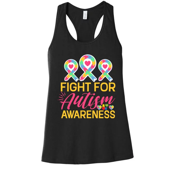 Fight For Autism Awareness Women's Racerback Tank