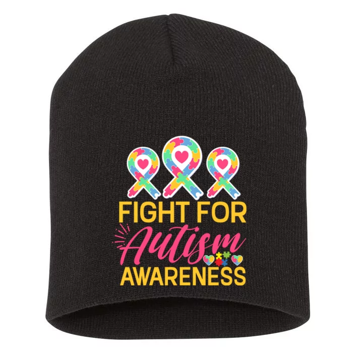 Fight For Autism Awareness Short Acrylic Beanie