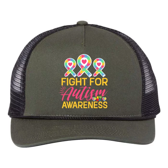 Fight For Autism Awareness Retro Rope Trucker Hat Cap