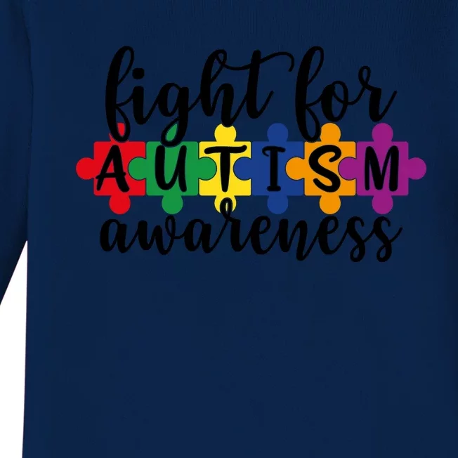 Fight For Autism Awareness Baby Long Sleeve Bodysuit