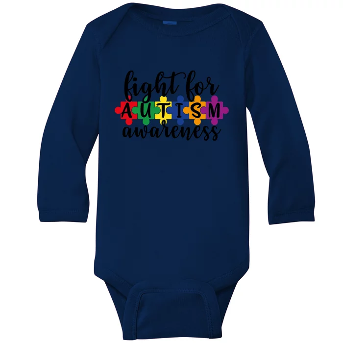 Fight For Autism Awareness Baby Long Sleeve Bodysuit