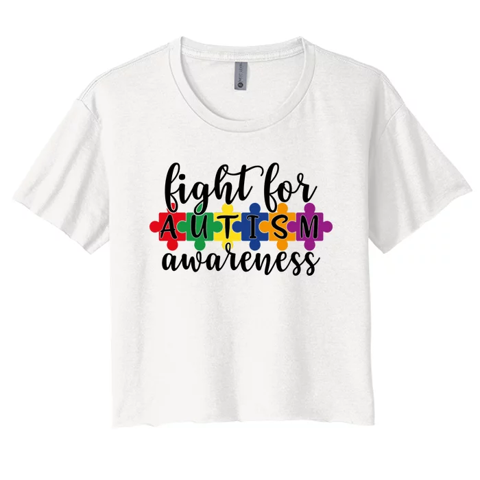 Fight For Autism Awareness Women's Crop Top Tee