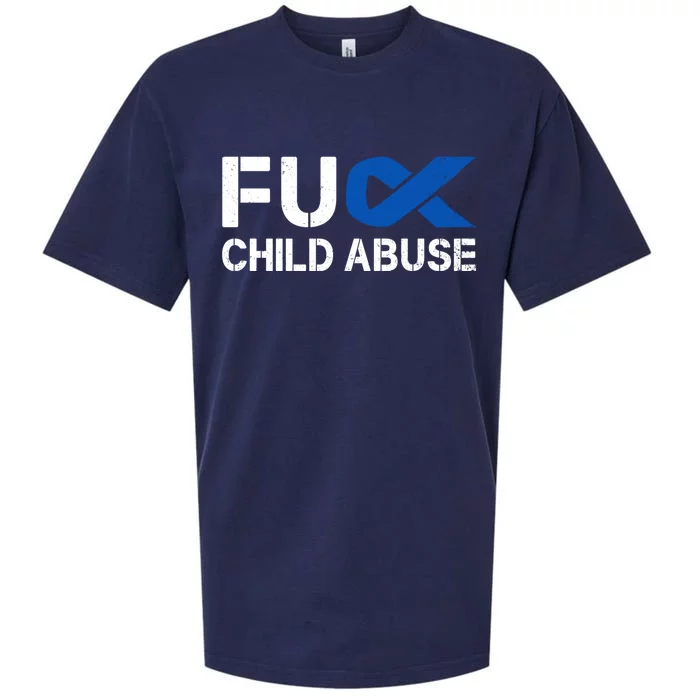 Fuck Fu Abuse Awareness Month Blue Ribbon Prevention Gift Sueded Cloud Jersey T-Shirt