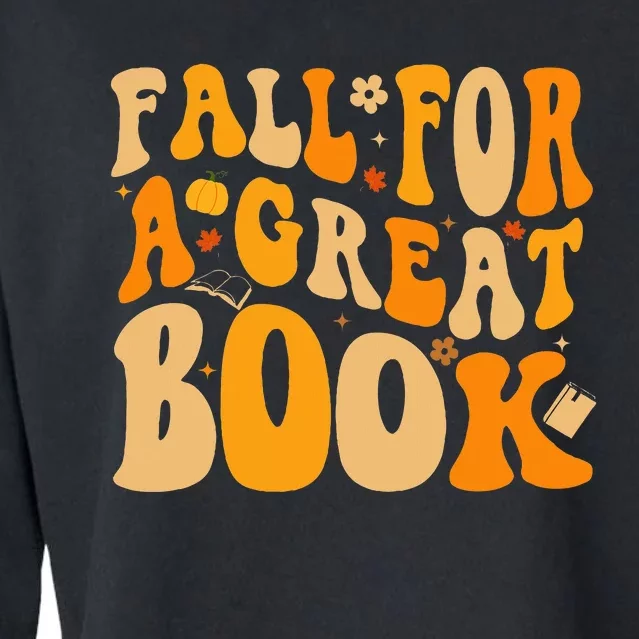 Fall For A Great Book Retro Fall Leaves Autumn Thanksgiving Cropped Pullover Crew