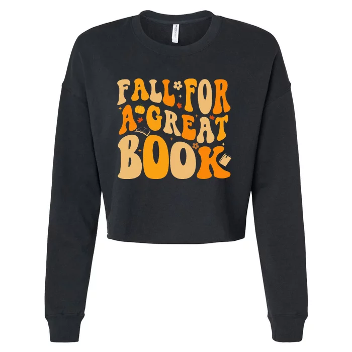 Fall For A Great Book Retro Fall Leaves Autumn Thanksgiving Cropped Pullover Crew