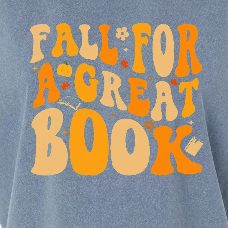 Fall For A Great Book Retro Fall Leaves Autumn Thanksgiving Garment-Dyed Women's Muscle Tee