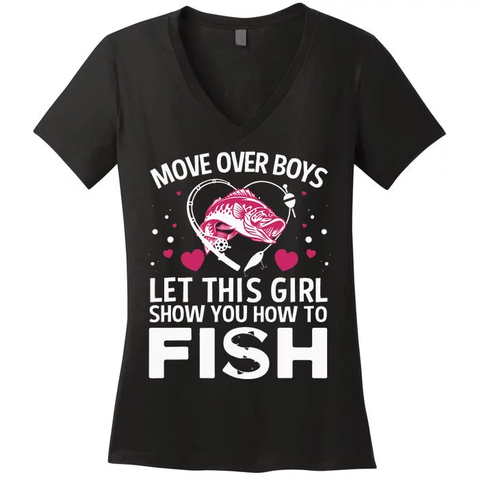 Funny Fishing Art For  Fishing Lover Fisherwoman Women's V-Neck T-Shirt