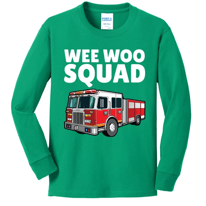 Funny Firefighter Art For Women Fire Truck Fireman Kids Long Sleeve Shirt