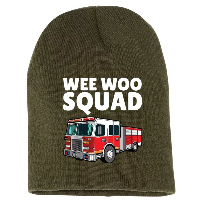 Funny Firefighter Art For Women Fire Truck Fireman Short Acrylic Beanie